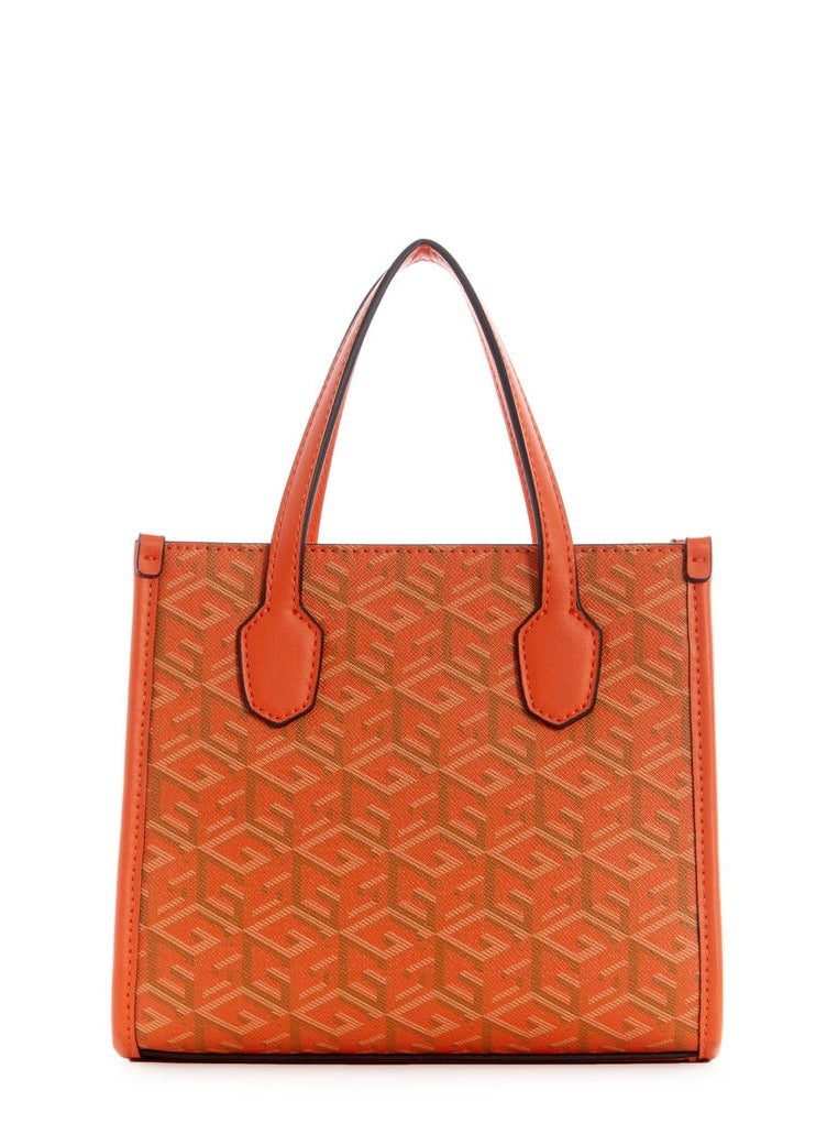 GUESS Silvana Two Compartment Mini Tote Bag – Orange Logo, Removable Strap - Image 2